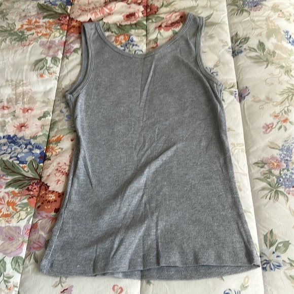Gray tank top with decorative beaded design and a sparkly hue - Picture 4 of 4